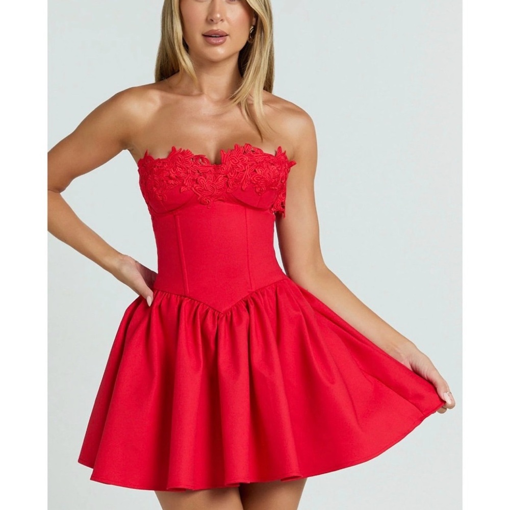 Showpo Red Strapless Mini Dress